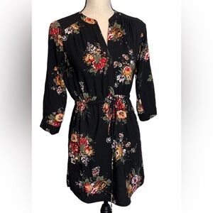 Loft Floral Drawstring Dress - Size Small Petite
